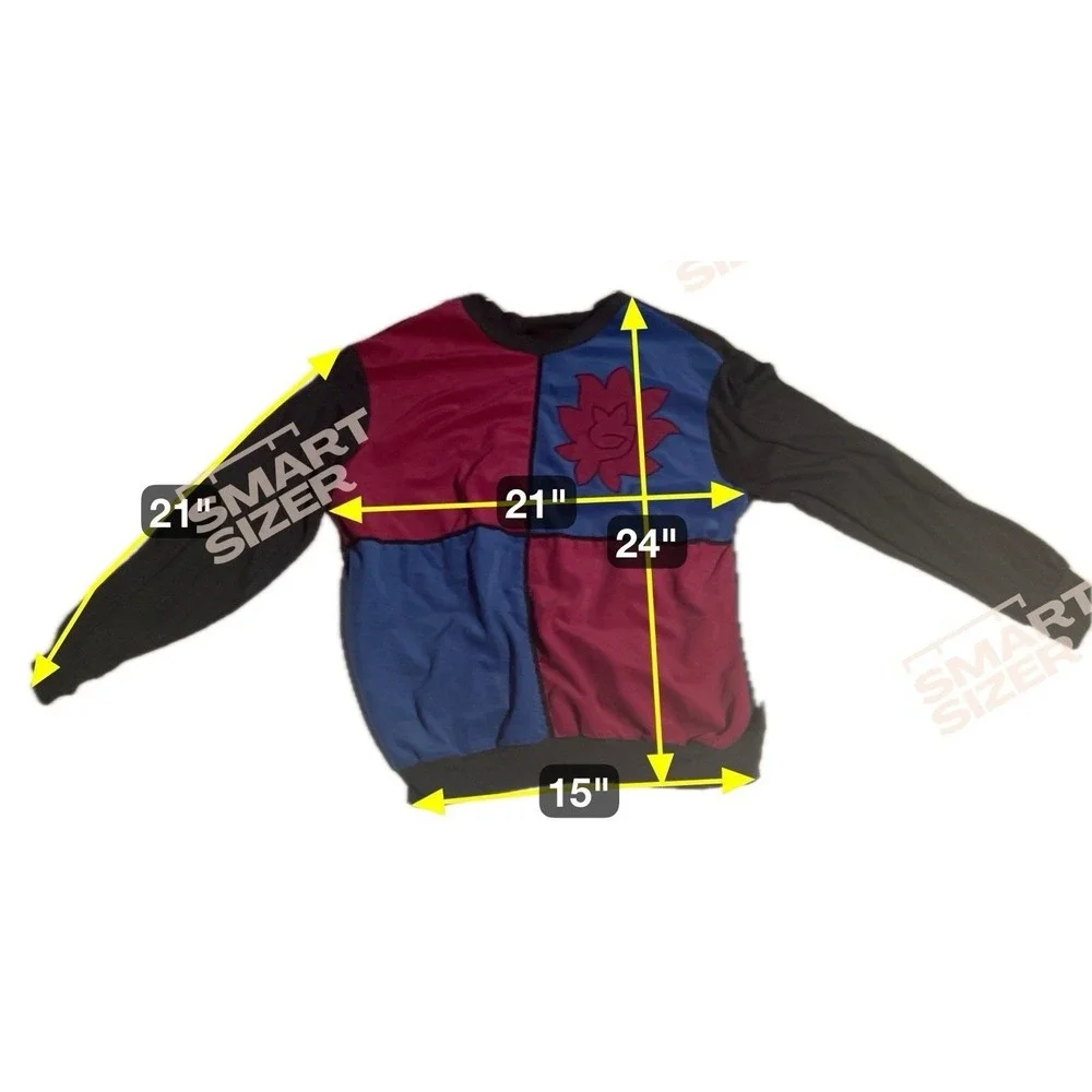 American Spectator Colorblock Graphic Sweatshirt, Blue Burgundy Black, Women's M